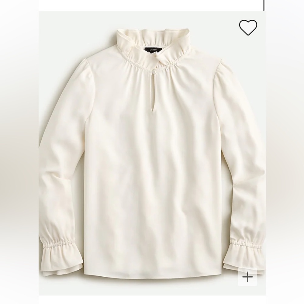 Jcrew ruffle neck top in 365 crepe